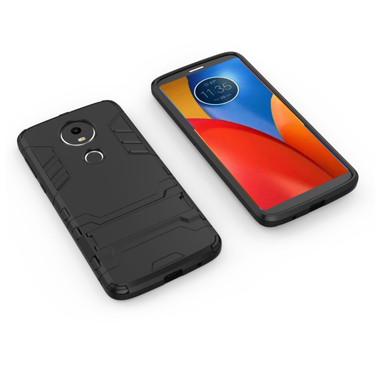 Cool Guard Plastic TPU Hybrid Cover with Kickstand for Motorola Moto E5 Plus - Black-3