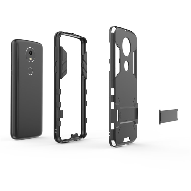 Cool Guard Plastic TPU Hybrid Cover with Kickstand for Motorola Moto E5 Plus - Black-4