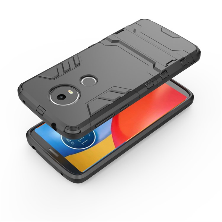 Cool Guard Plastic TPU Hybrid Cover with Kickstand for Motorola Moto E5 Plus - Black-5