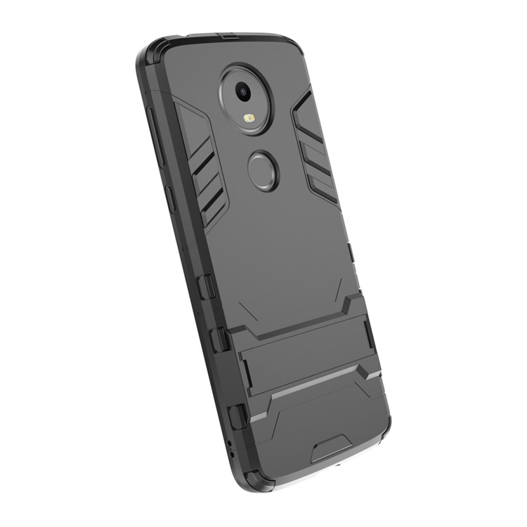 Cool Guard Plastic TPU Hybrid Cover with Kickstand for Motorola Moto E5 Plus - Black-6