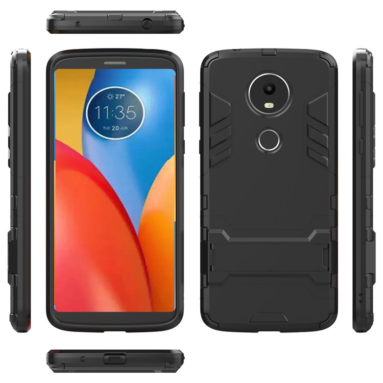 Cool Guard Plastic TPU Hybrid Cover with Kickstand for Motorola Moto E5 Plus - Black-7