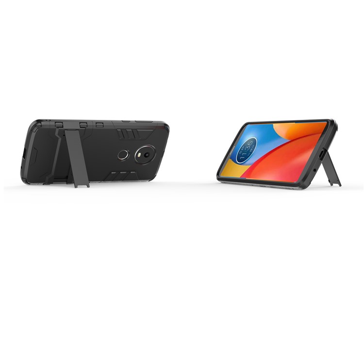 Cool Guard Plastic TPU Hybrid Cover with Kickstand for Motorola Moto E5 Plus - Black-8