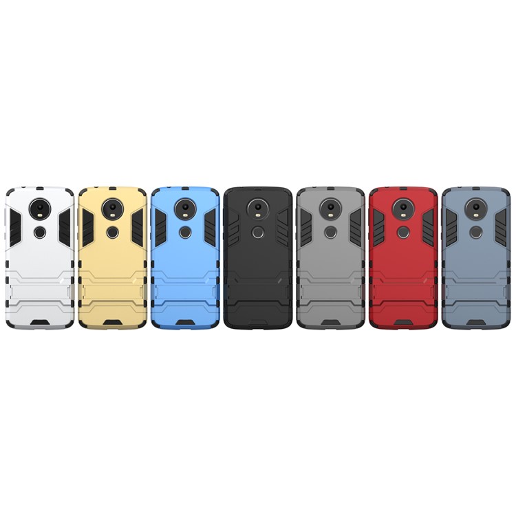 Cool Guard Plastic TPU Hybrid Cover with Kickstand for Motorola Moto E5 Plus - Black-9