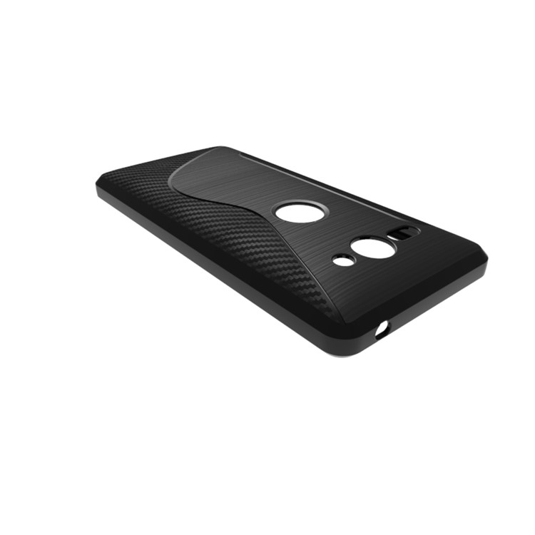 For Sony Xperia XZ2 Compact S Shape Carbon Fiber Texture Brushed TPU Back Case - Black-4