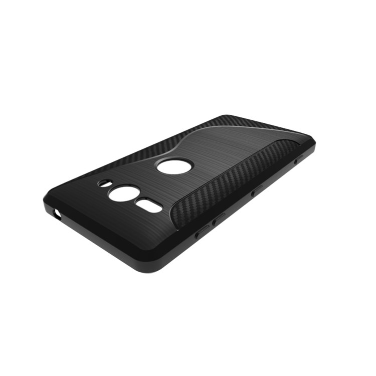 For Sony Xperia XZ2 Compact S Shape Carbon Fiber Texture Brushed TPU Back Case - Black-6