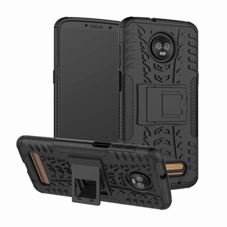 Cool Tyre Kickstand PC + TPU Hybrid Phone Case for Motorola Moto Z3 Play - Black-1