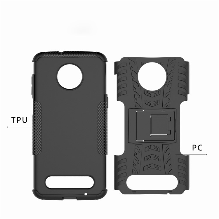Cool Tyre Kickstand PC + TPU Hybrid Phone Case for Motorola Moto Z3 Play - Black-10