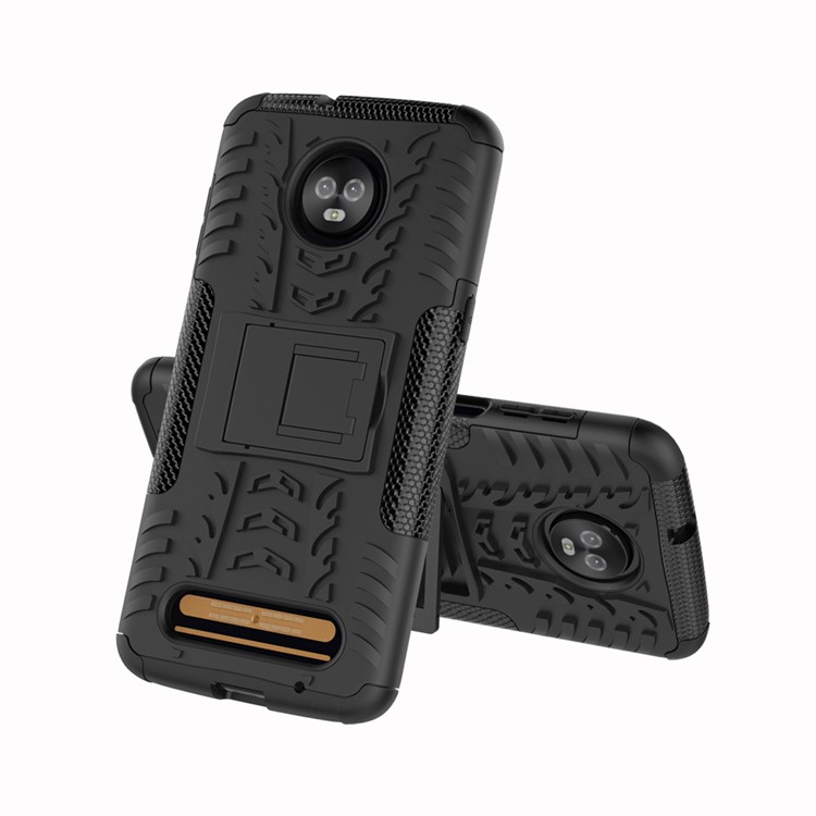 Cool Tyre Kickstand PC + TPU Hybrid Phone Case for Motorola Moto Z3 Play - Black-2