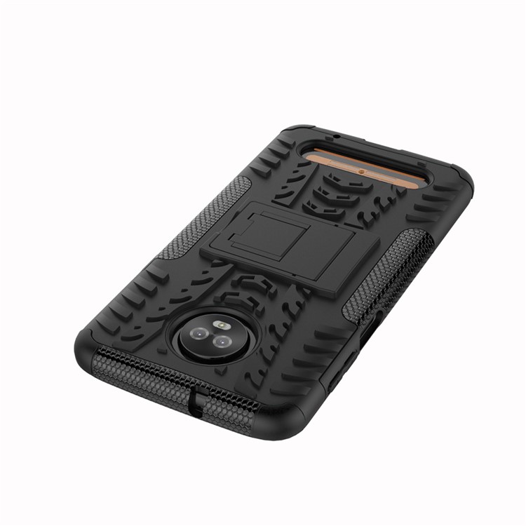 Cool Tyre Kickstand PC + TPU Hybrid Phone Case for Motorola Moto Z3 Play - Black-3
