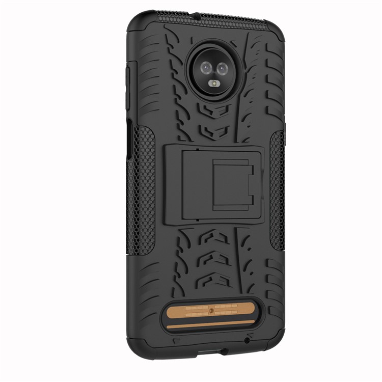 Cool Tyre Kickstand PC + TPU Hybrid Phone Case for Motorola Moto Z3 Play - Black-4