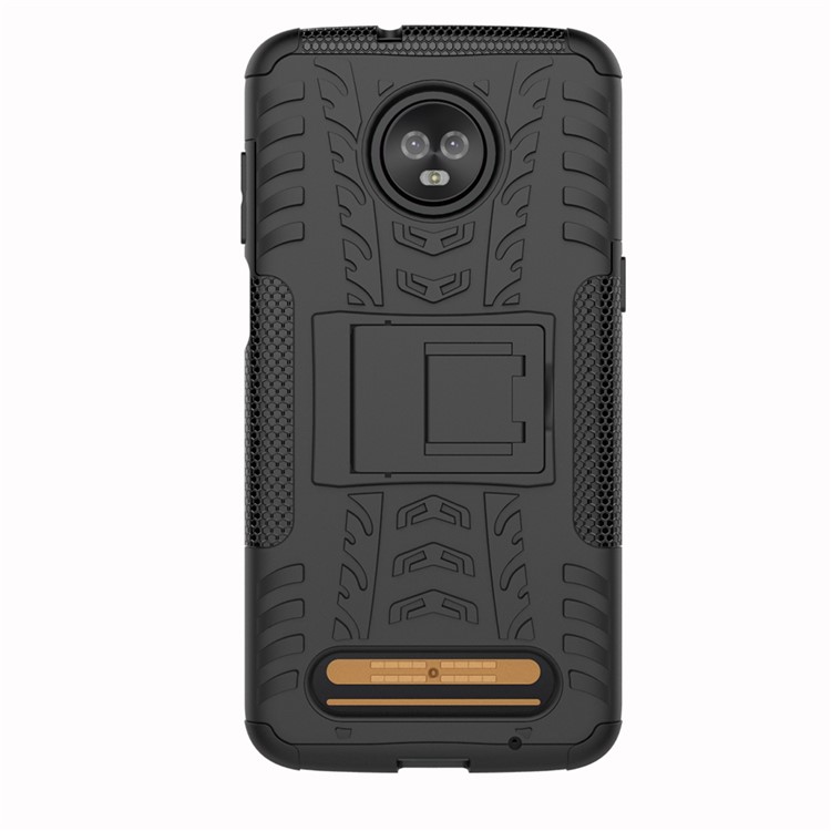 Cool Tyre Kickstand PC + TPU Hybrid Phone Case for Motorola Moto Z3 Play - Black-6
