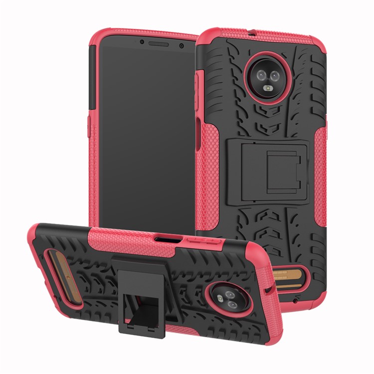 Cool Tyre Kickstand PC + TPU Hybrid Mobile Cover for Motorola Moto Z3 Play - Rose-1