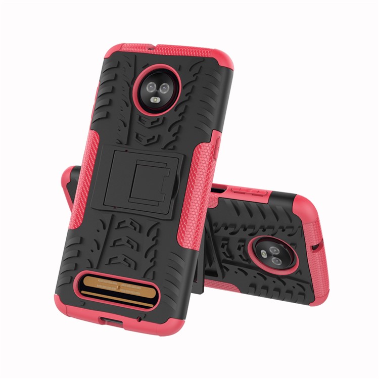 Cool Tyre Kickstand PC + TPU Hybrid Mobile Cover for Motorola Moto Z3 Play - Rose-2