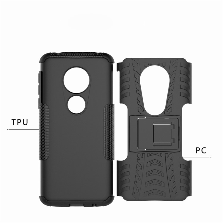 Anti-slip PC + Silicone Hybrid Case with Kickstand for Motorola Moto E5 / G6 Play - Black-10