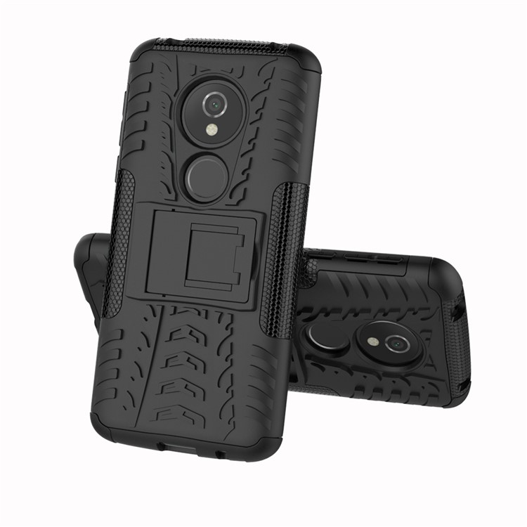 Anti-slip PC + Silicone Hybrid Case with Kickstand for Motorola Moto E5 / G6 Play - Black-2