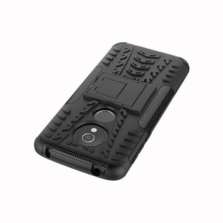 Anti-slip PC + Silicone Hybrid Case with Kickstand for Motorola Moto E5 / G6 Play - Black-3