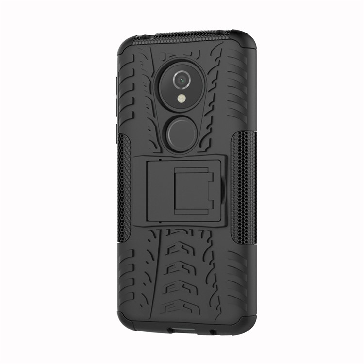 Anti-slip PC + Silicone Hybrid Case with Kickstand for Motorola Moto E5 / G6 Play - Black-4