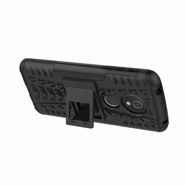 Anti-slip PC + Silicone Hybrid Case with Kickstand for Motorola Moto E5 / G6 Play - Black-5