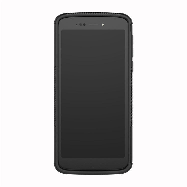 Anti-slip PC + Silicone Hybrid Case with Kickstand for Motorola Moto E5 / G6 Play - Black-6