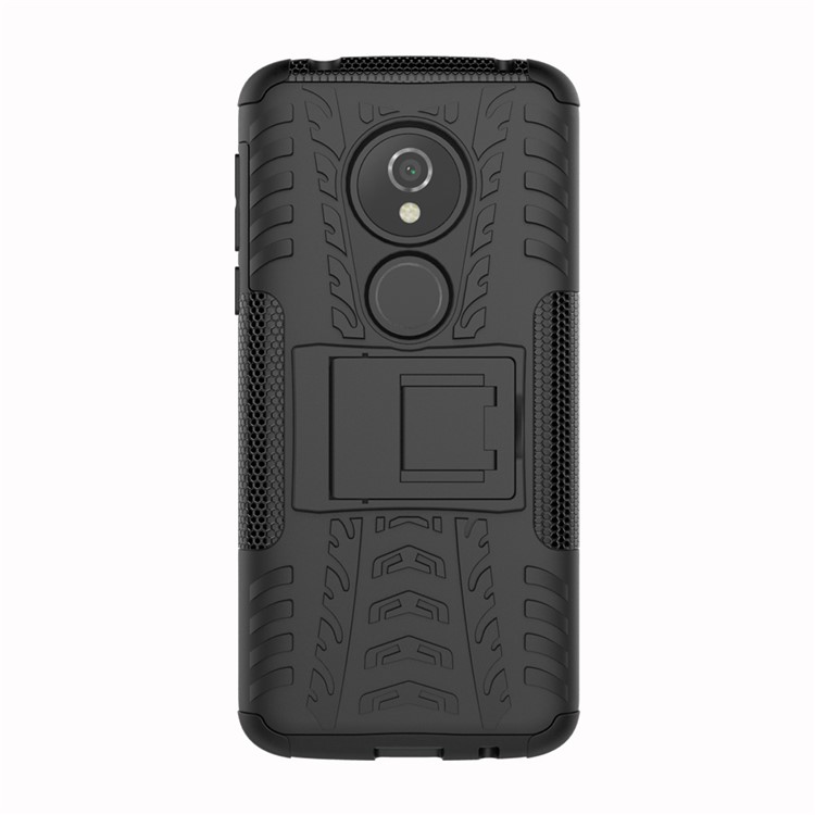 Anti-slip PC + Silicone Hybrid Case with Kickstand for Motorola Moto E5 / G6 Play - Black-7
