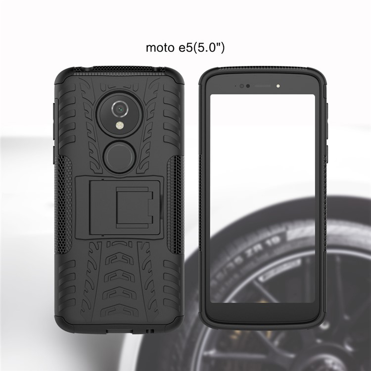 Anti-slip PC + Silicone Hybrid Case with Kickstand for Motorola Moto E5 / G6 Play - Black-9