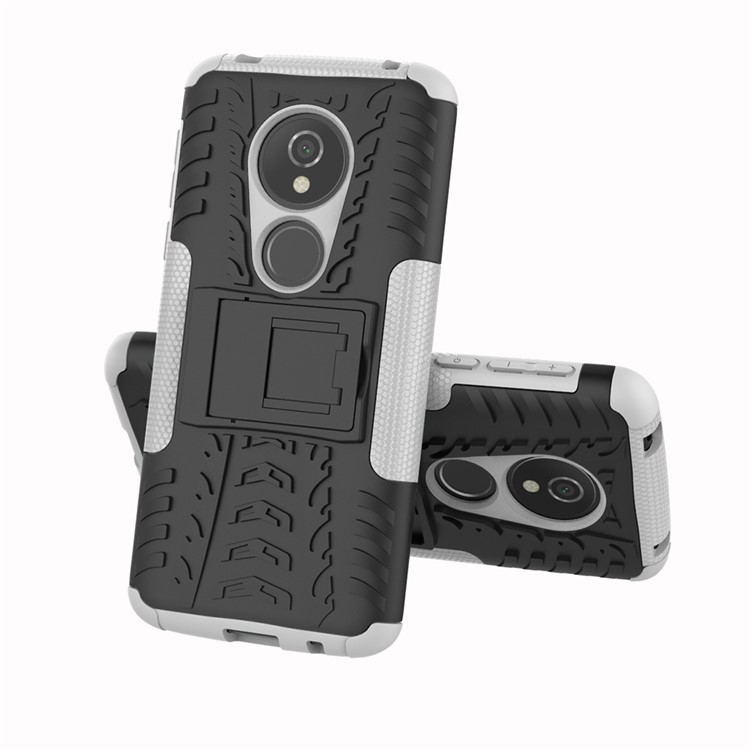 Anti-slip PC + Silicone Hybrid Cover with Kickstand for Motorola Moto E5 / G6 Play - White-2