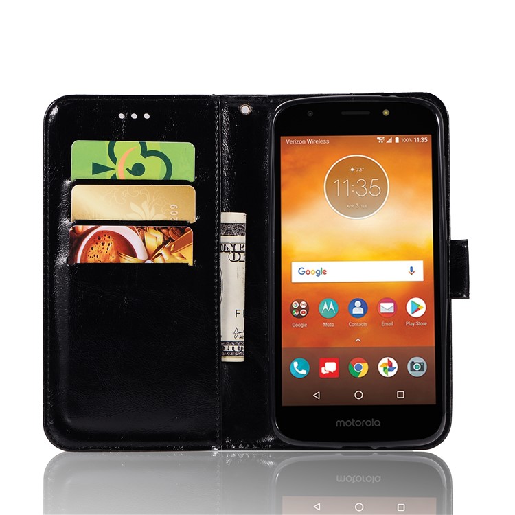 Premium Vintage Leather Wallet Case for Motorola Moto E5/Moto G6 Play - Black-4