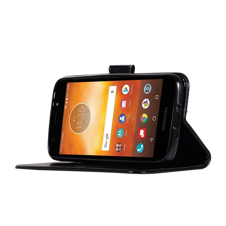 Premium Vintage Leather Wallet Case for Motorola Moto E5/Moto G6 Play - Black-5
