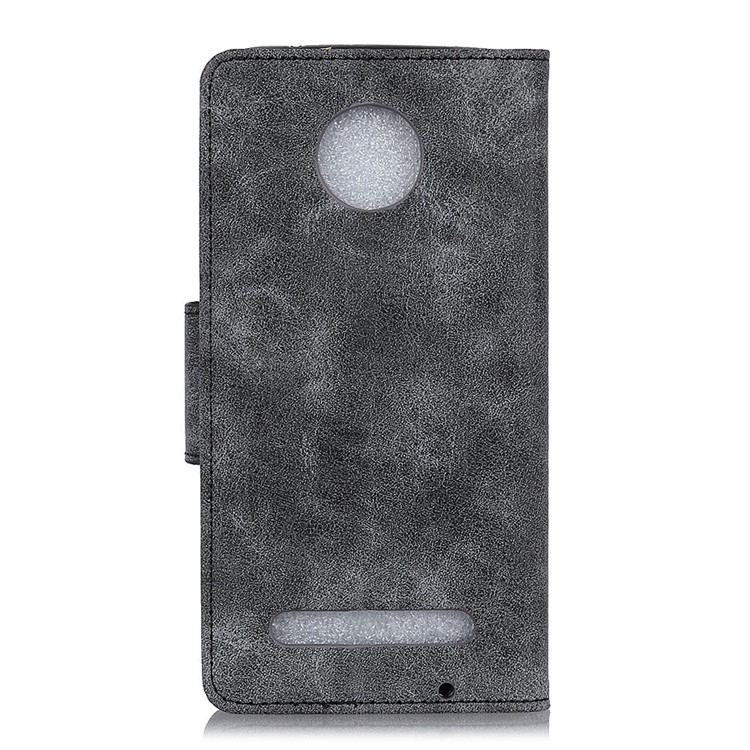 Vintage PU Leather Wallet Stand Phone Case Accessory for Motorola Moto Z3 Play - Grey-7