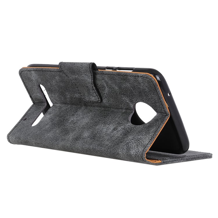 Vintage PU Leather Wallet Stand Phone Case Accessory for Motorola Moto Z3 Play - Grey-9