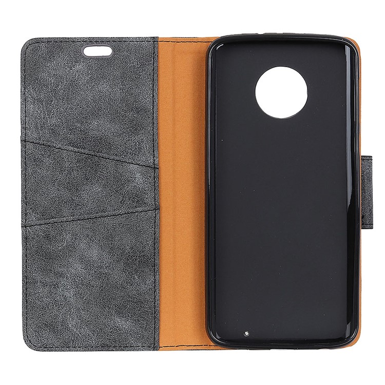 Vintage Style PU Leather Stand Wallet Case for Motorola Moto G6 Plus - Grey-8