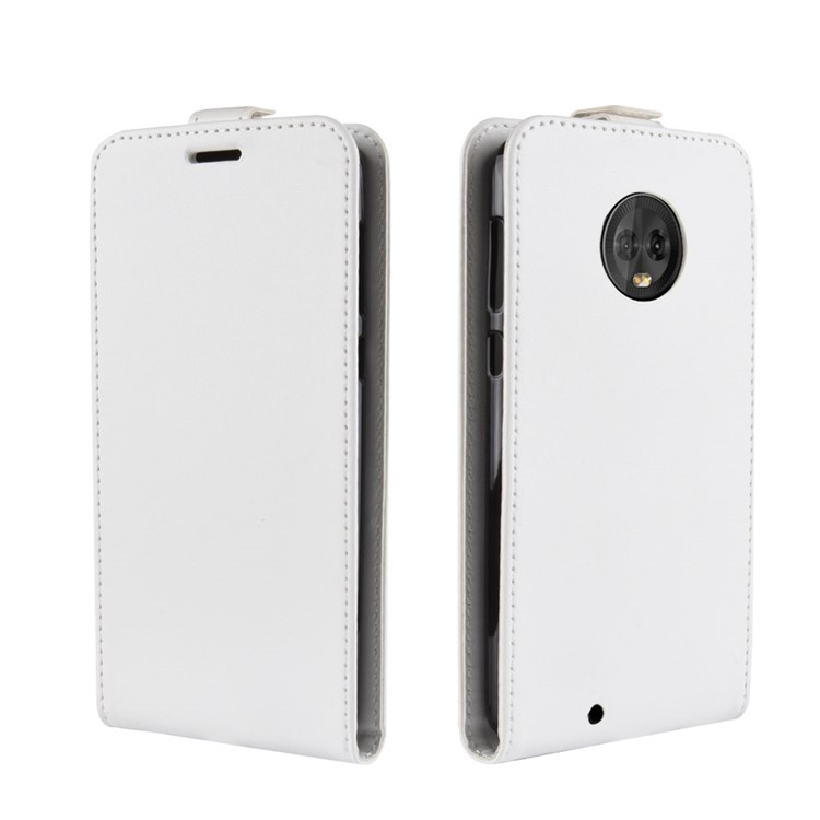 Crazy Horse Vertical Flip Card Slot Leather Case for Motorola Moto G6 - White-3