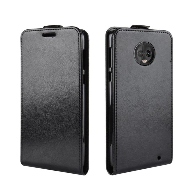 Crazy Horse Vertical Flip Card Holder Leather Case for Motorola Moto G6 Plus - Black-3