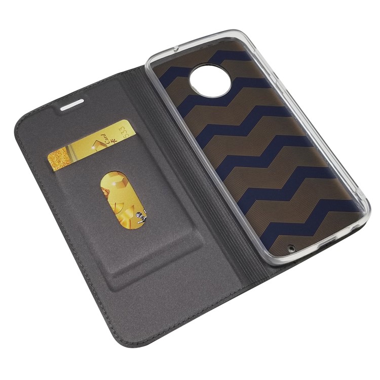 Auto-absorbed Stand Leather Case with Card Slot for Motorola Moto G6 Plus - Black-8