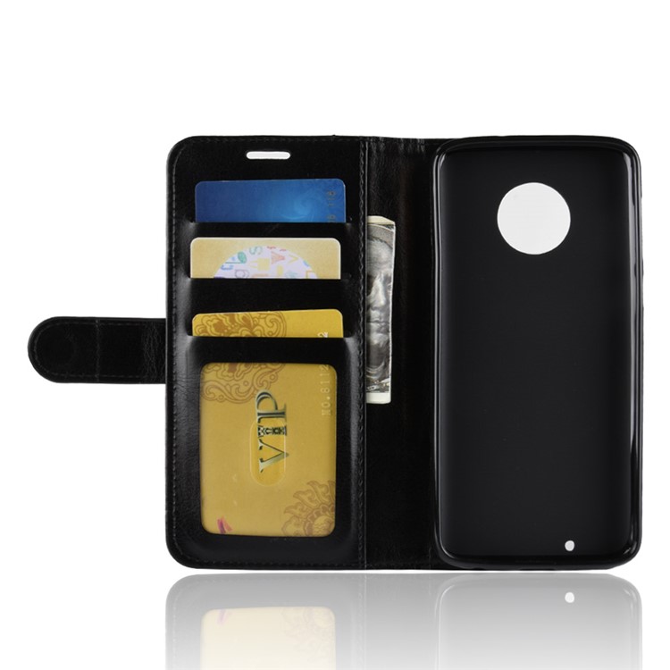 Crazy Horse Leather Stand Wallet Phone Case for Motorola Moto G6 - Black-6