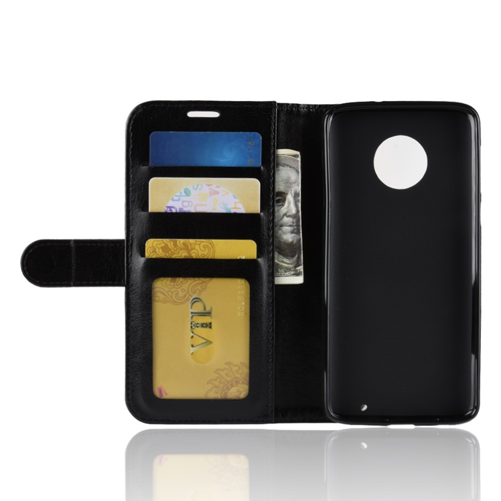 Crazy Horse Leather Stand Wallet Phone Case for Motorola Moto G6 Plus - Black-6
