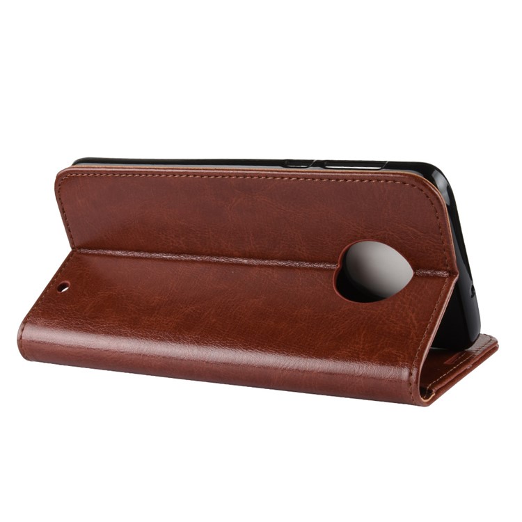 Crazy Horse Leather Stand Wallet Phone Casing for Motorola Moto G6 Plus - Brown-11