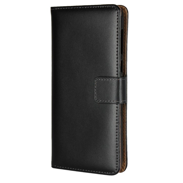 Genuine Leather Wallet Stand Phone Cover Case for Motorola Moto G6 - Black-2