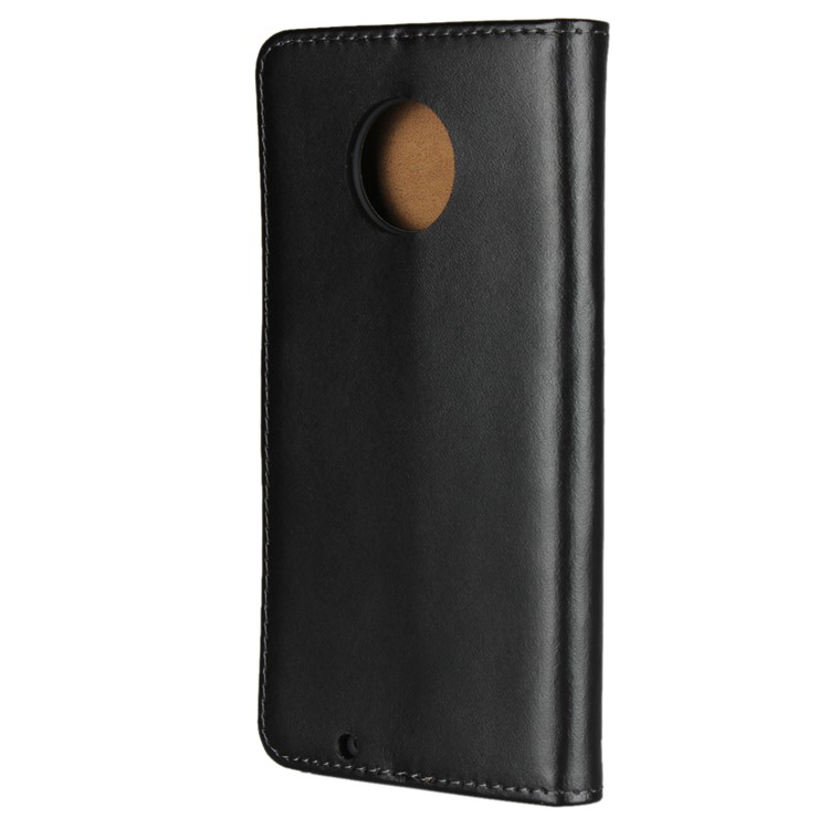 Genuine Leather Wallet Stand Phone Cover Case for Motorola Moto G6 - Black-3