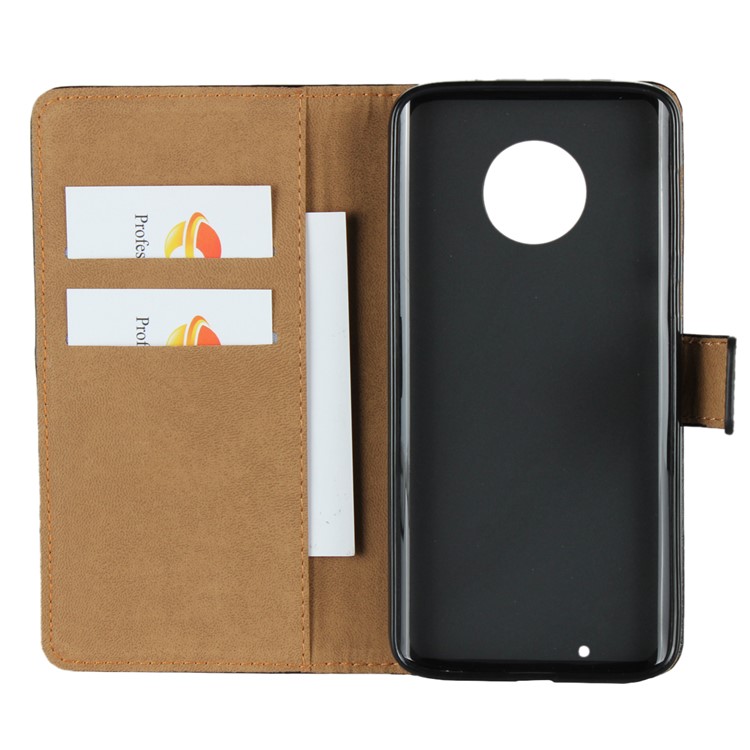 Genuine Leather Wallet Stand Phone Cover Case for Motorola Moto G6 - Black-4