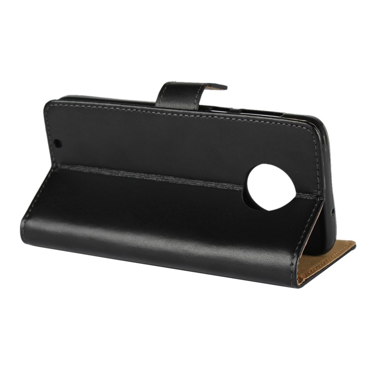 Genuine Leather Wallet Stand Phone Cover Case for Motorola Moto G6 - Black-6