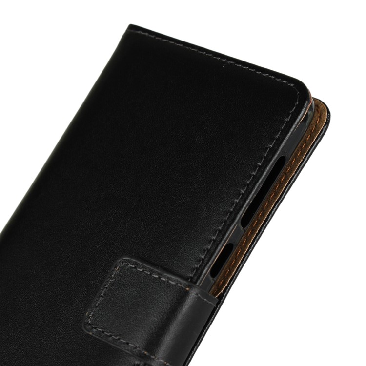 Genuine Leather Wallet Stand Phone Cover Case for Motorola Moto G6 - Black-7