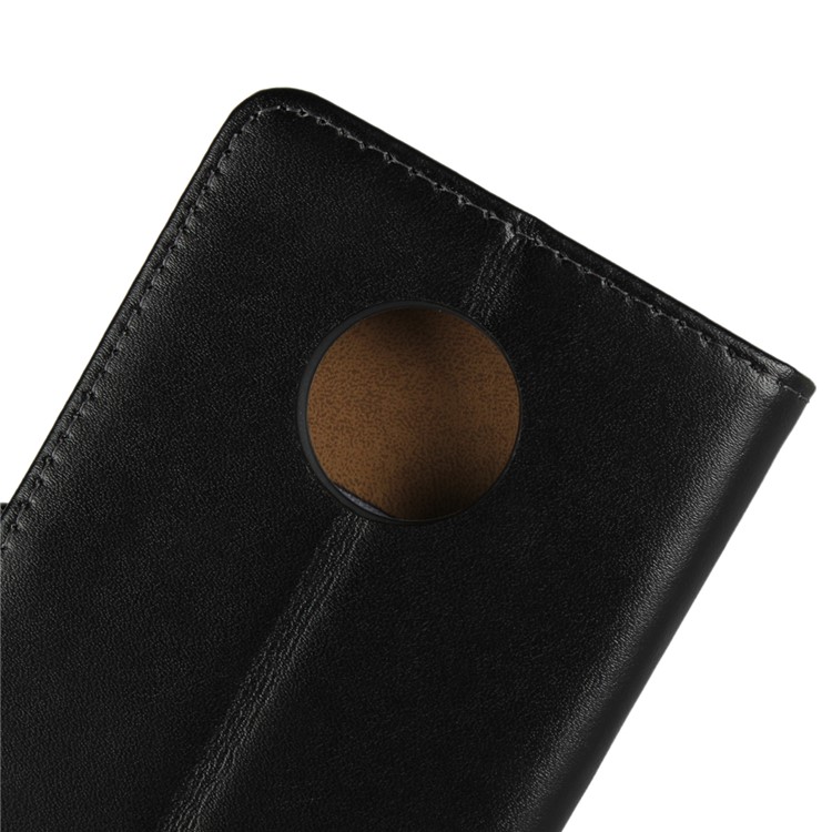 Genuine Leather Wallet Stand Phone Cover Case for Motorola Moto G6 - Black-8