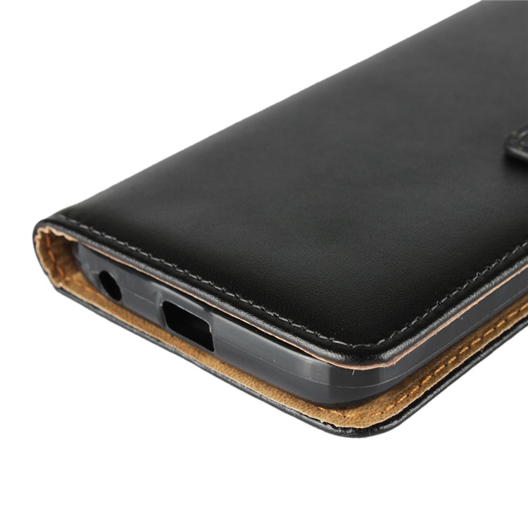 Genuine Leather Wallet Stand Phone Cover Case for Motorola Moto G6 - Black-9