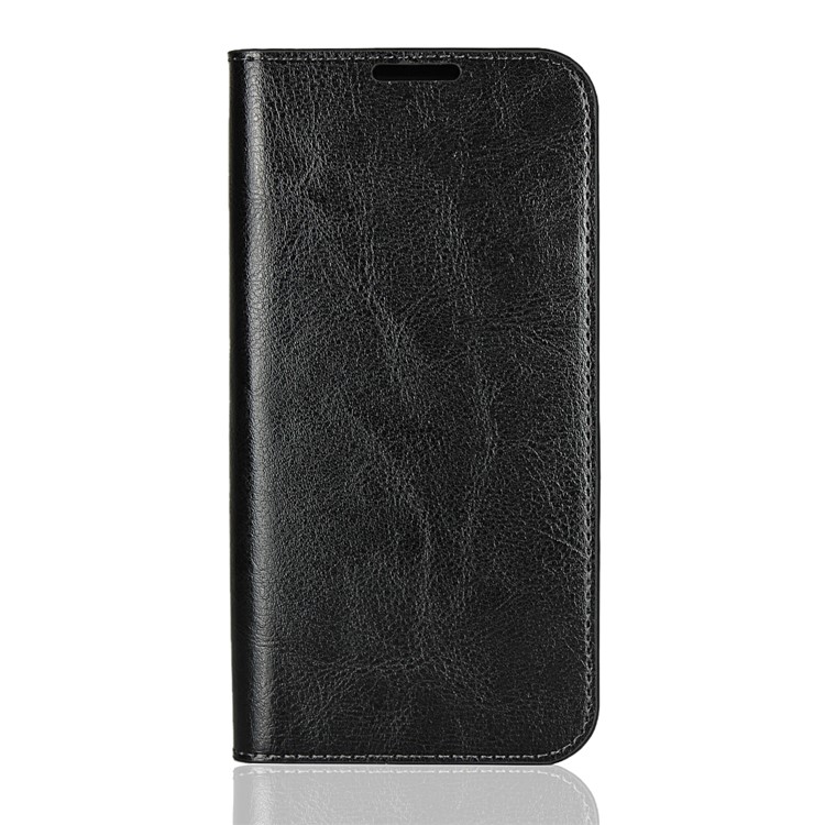 Crazy Horse Texture Wallet Stand Genuine Leather Case for Motorola Moto G6 - Black-2