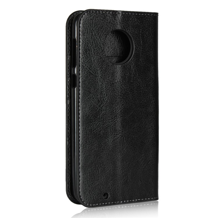 Crazy Horse Texture Wallet Stand Genuine Leather Case for Motorola Moto G6 - Black-3