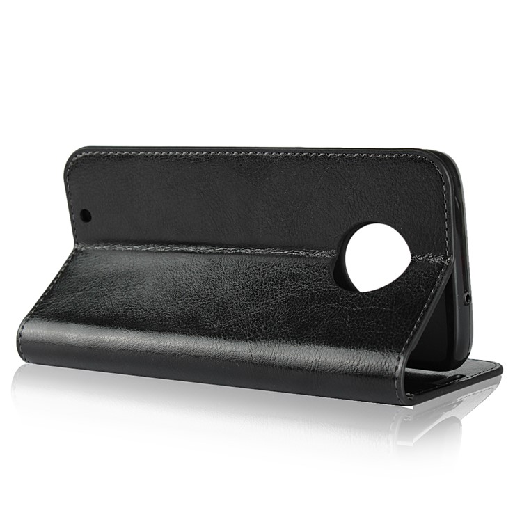 Crazy Horse Texture Wallet Stand Genuine Leather Case for Motorola Moto G6 - Black-5