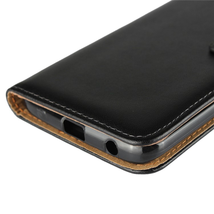 Genuine Leather Wallet Stand Phone Cover Case for Motorola Moto G6 Plus - Black-10