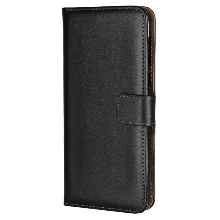 Genuine Leather Wallet Stand Phone Cover Case for Motorola Moto G6 Plus - Black-2