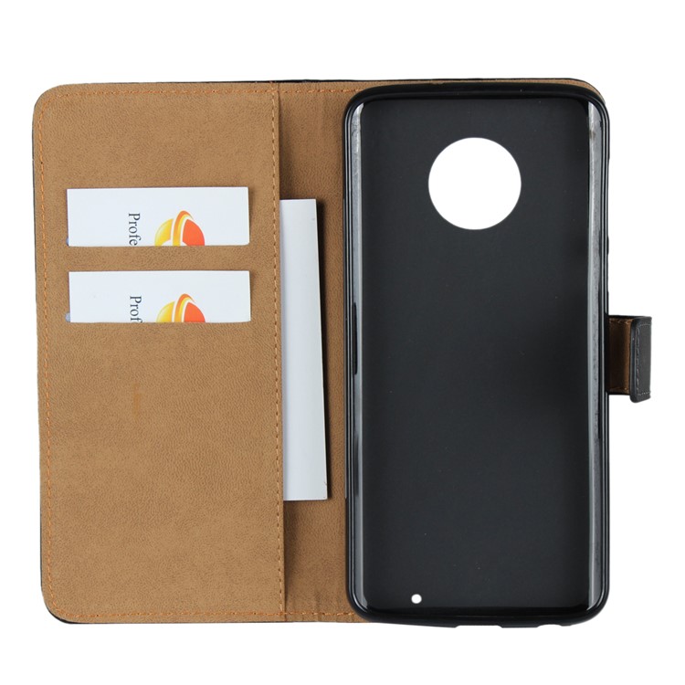 Genuine Leather Wallet Stand Phone Cover Case for Motorola Moto G6 Plus - Black-4
